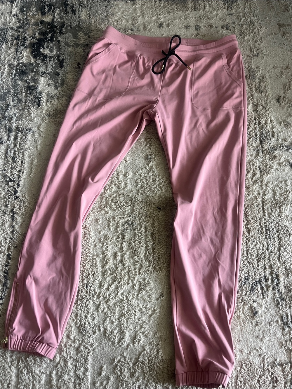 ZYIA Blush Pink Jogger Pants with Black Drawstring